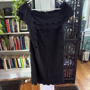 WHBM Elegant Black Scalloped Dress